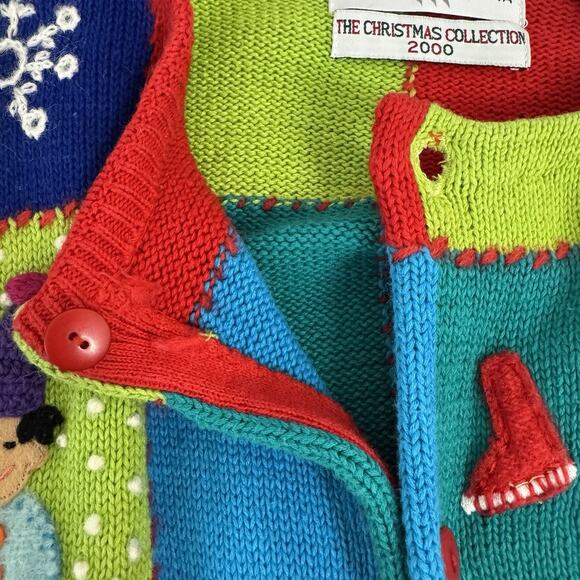 Marisa Christina Christmas Sweater 2000 Women's XL Winter Dolls Colorful Squares - Picture 10 of 11